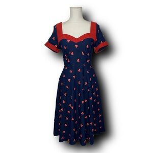 Unique Vintage Retro Cotton Blend Fox Print Dress